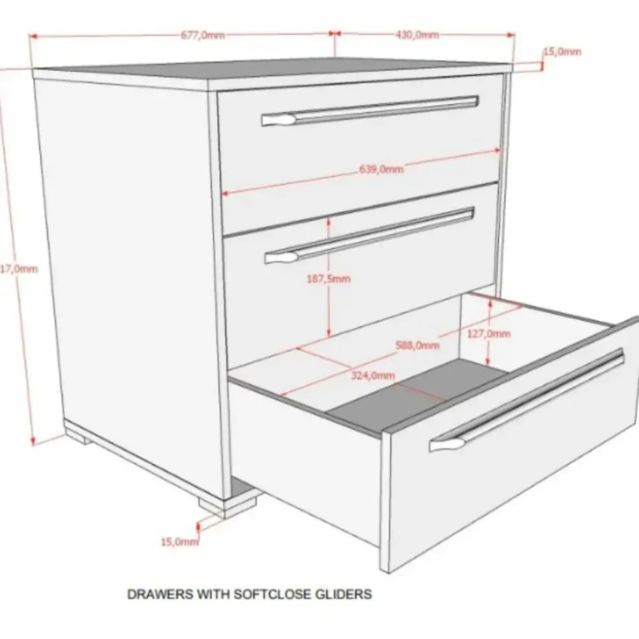 Halfhoogslaper Sammie 90x200cm - met bureau en ladekasten - wit