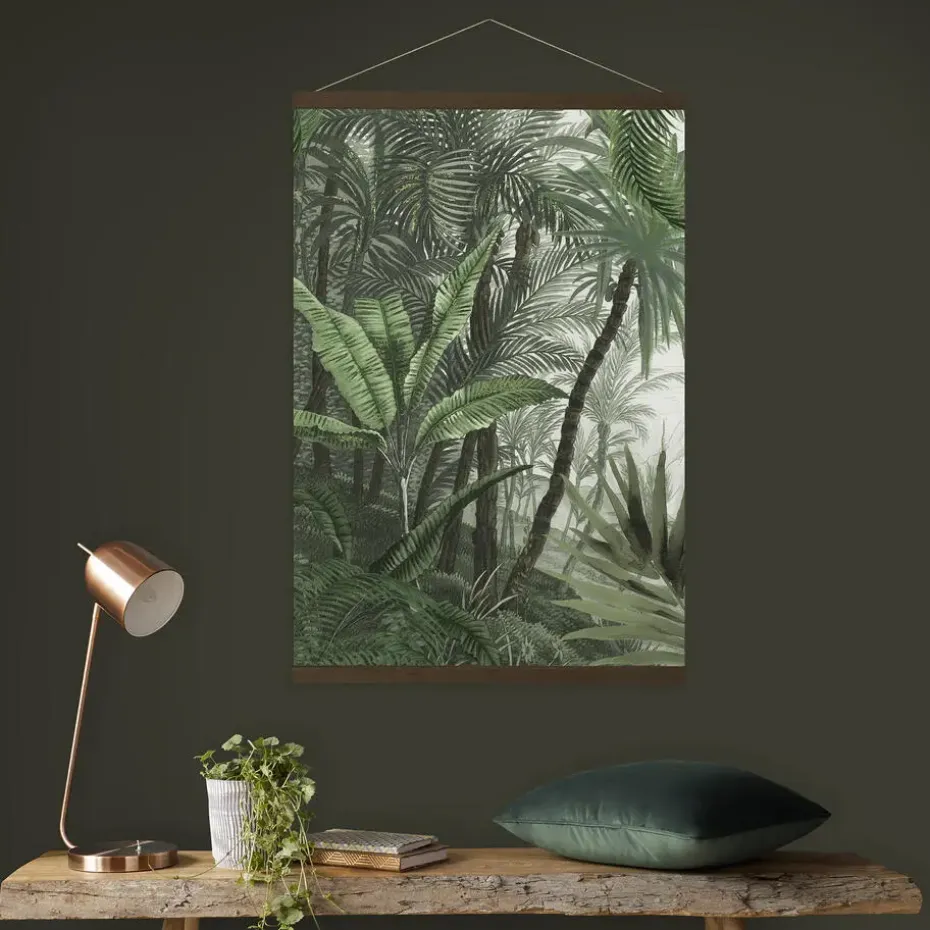 Hangende Poster Linnen - Jungle Landschap Groen