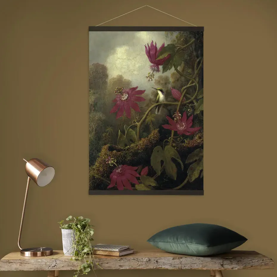 Hangende Poster Linnen Schemerige Schoonheid Jungle Kolibrie 100x70cm