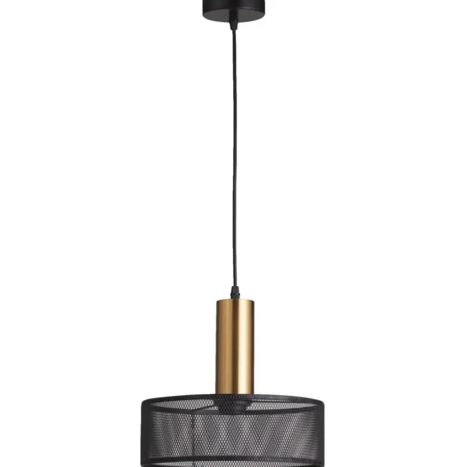 Hanglamp Nerja E27 - zwart/goudkleur - 120xØ28 cm