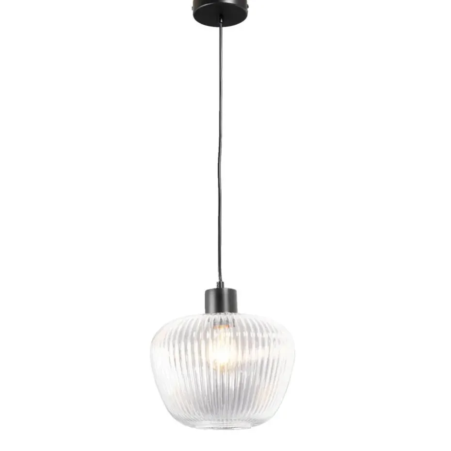 Hanglamp Yosemite - helder/mat zwart - Ø25x120 cm