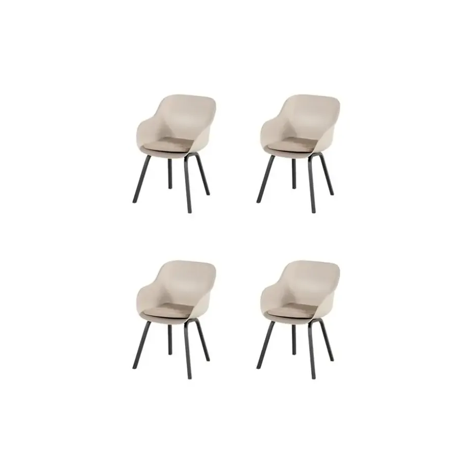 Hartman Le Soleil Element dining armstoel - Soft Taupe/Black - 4 st.