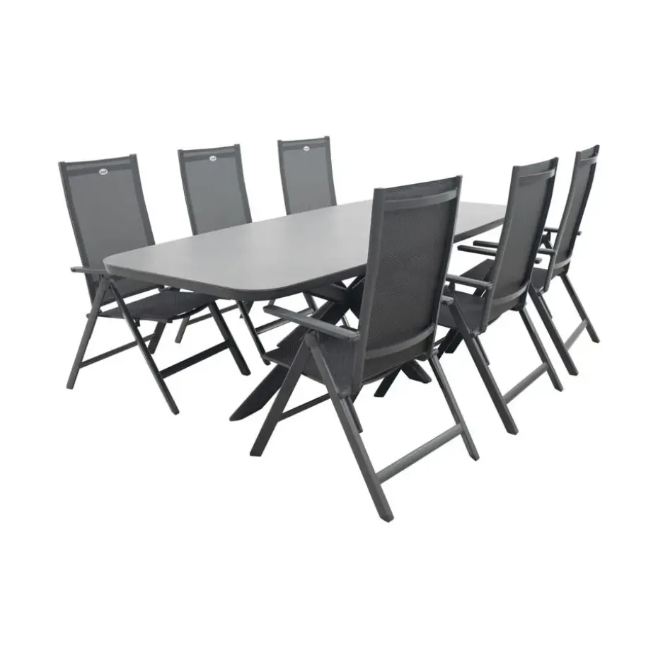Hartman Napoli/Soreno deens ovale verstelbare tuinset 240x110 cm. - Licht grijs