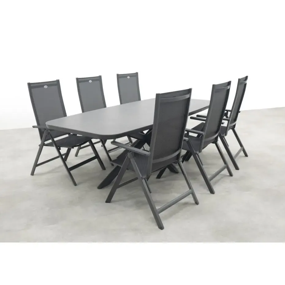 Hartman Napoli/Soreno deens ovale verstelbare tuinset 240x110 cm. - Licht grijs