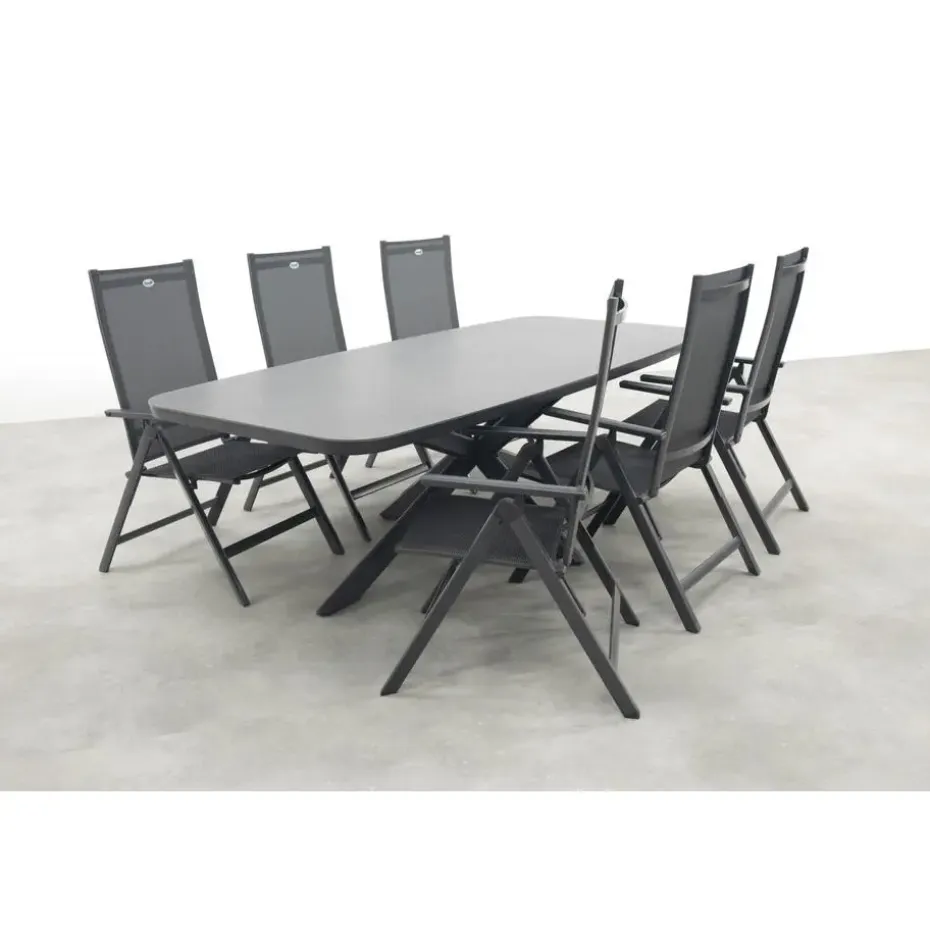 Hartman Napoli/Soreno deens ovale verstelbare tuinset 240x110 cm. - Licht grijs