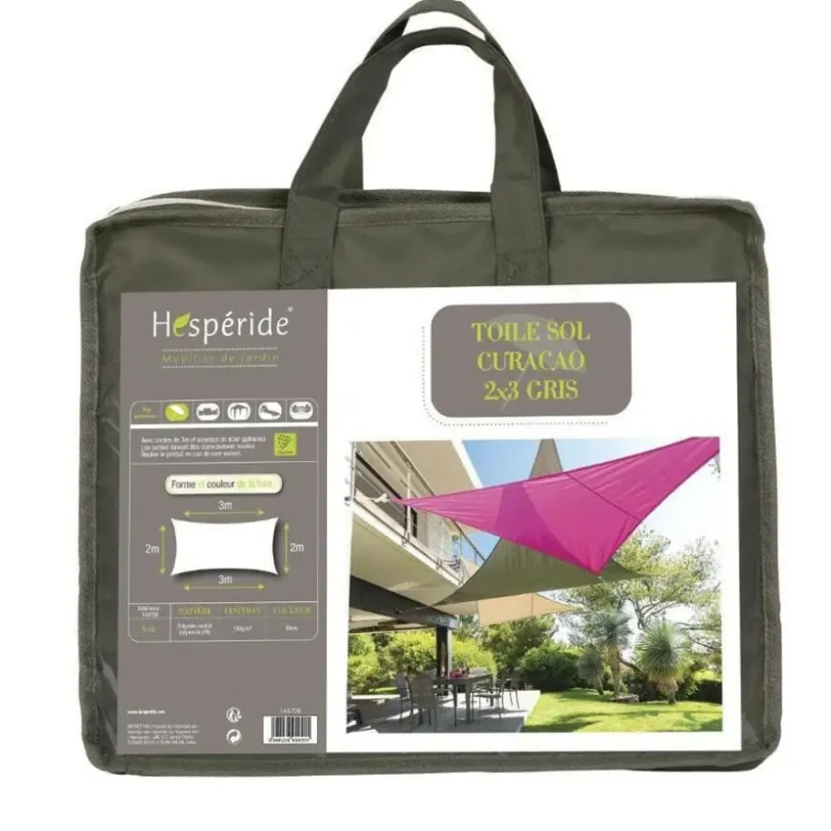 Hesperide Schaduwdoek Curacao - rechthoekig - grijs - 2 x 3 m