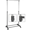 HI mobiel kledingrek - verstelbaar - op wielen - zwart - 160 cm
