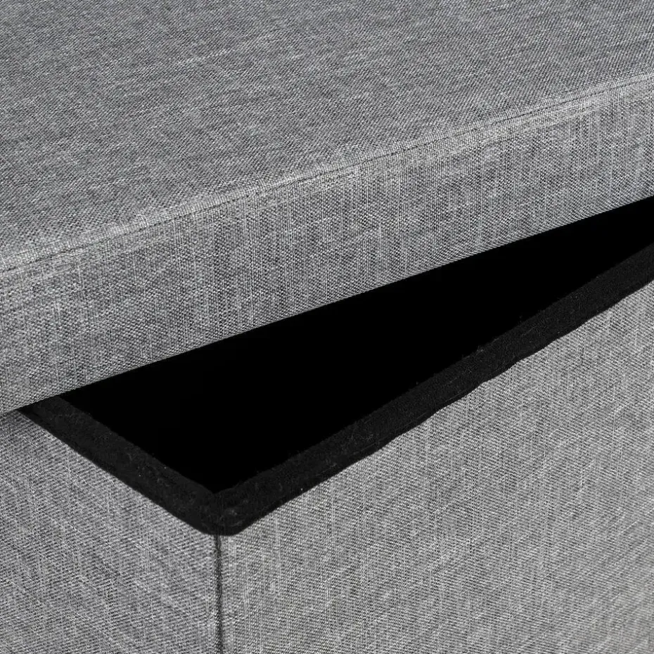 HI poef/hocker/opbergbox - grijs - mdf - 76 x 38 cm