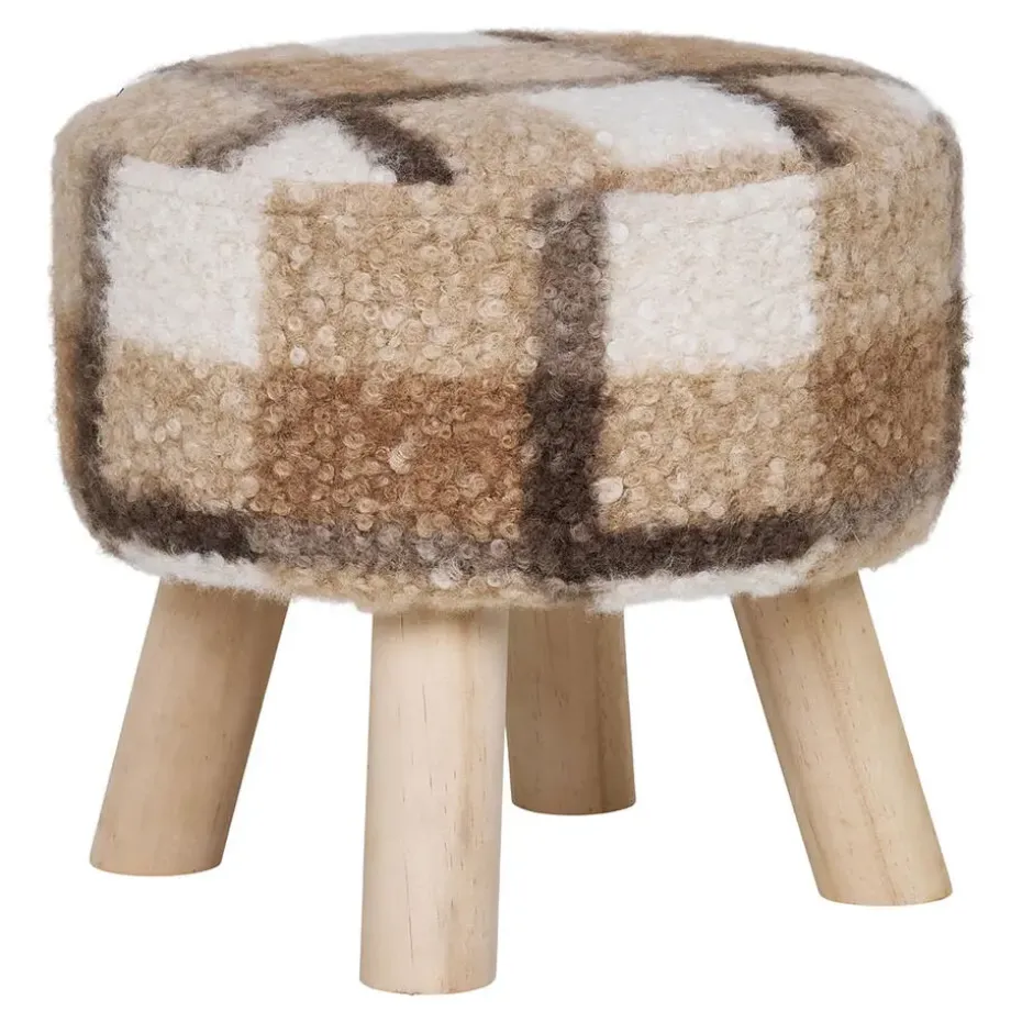 Hioshop Aberdeen Poef Ø31cm bruin