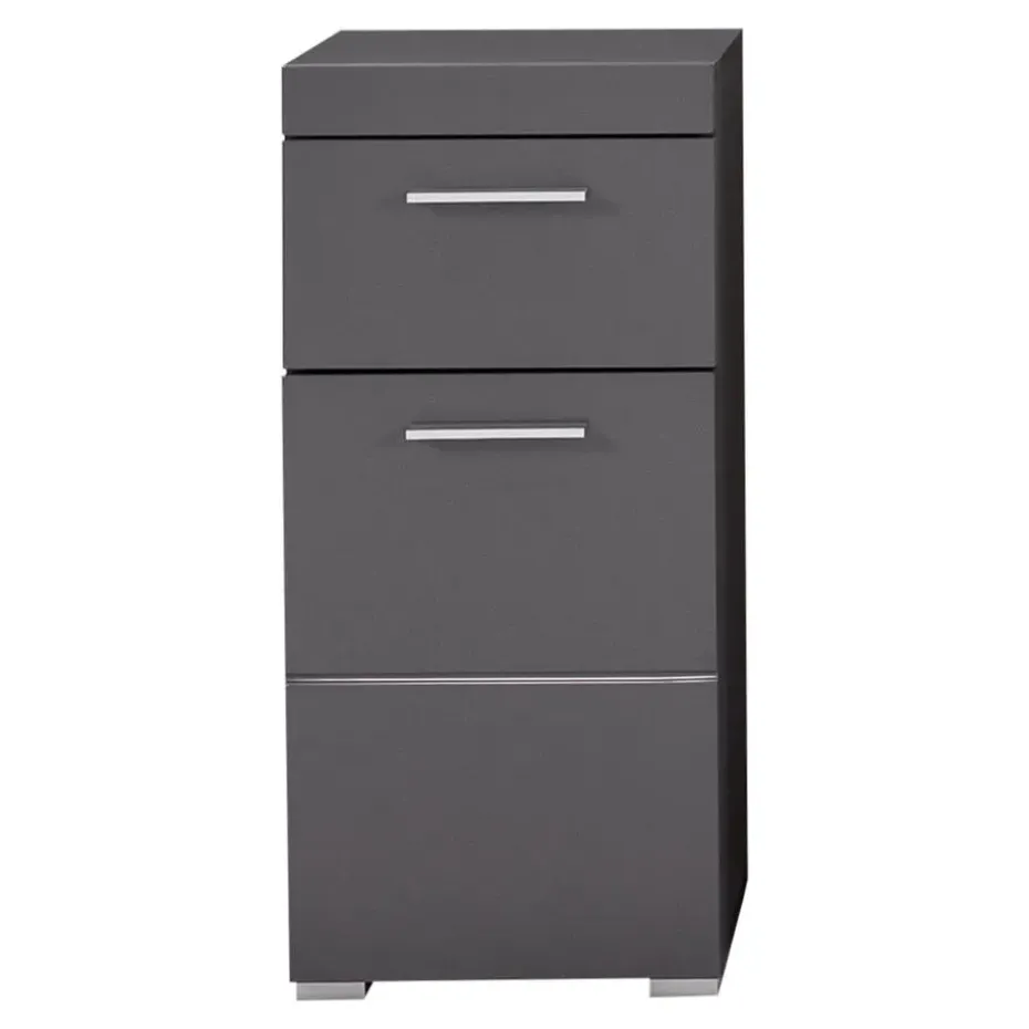 Hioshop AmandaMando badkamerkast 1 deur- 1 lade grijs- grijs hoogglans