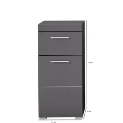 Hioshop AmandaMando badkamerkast 1 deur- 1 lade grijs- grijs hoogglans