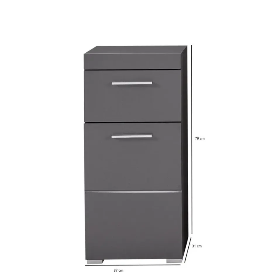 Hioshop AmandaMando badkamerkast 1 deur- 1 lade grijs- grijs hoogglans