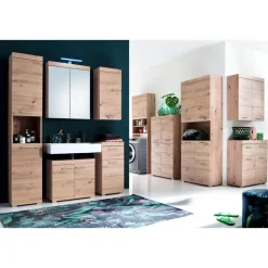 Hioshop AmandaMando badkamerkast 4 deuren- 1 lade eiken decor