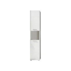 Hioshop AmandaMando kolomkast 2 deuren- 1 open vak wit- wit hoogglans