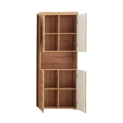 Hioshop AmandaMando kolomkast 4 deuren- 1 open vak eiken decor