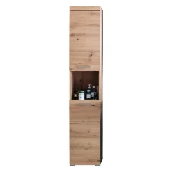 Hioshop AmandaMando kolomkast 2 deuren- 1 open vak eiken decor