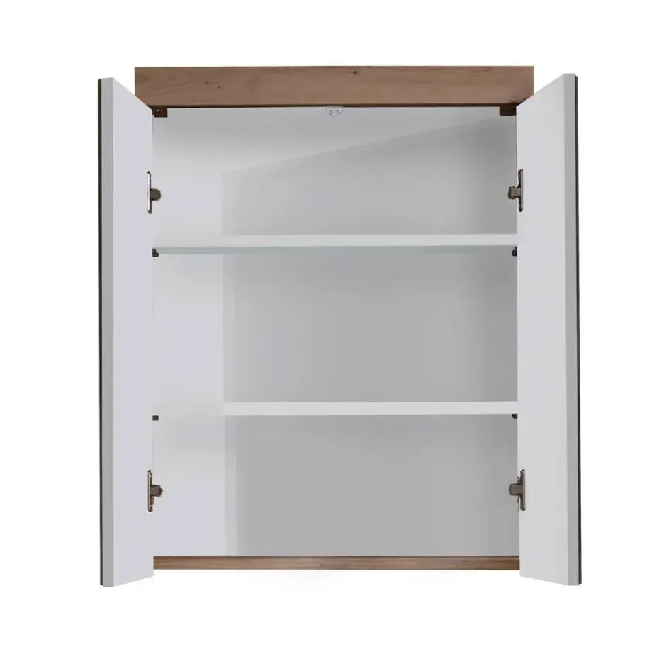 Hioshop AmandaMando spiegelkast 2 deuren donker eiken decor- spiegelglas