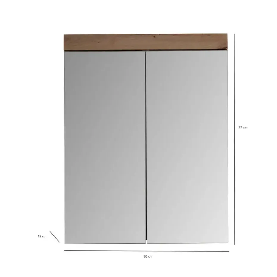 Hioshop AmandaMando spiegelkast 2 deuren donker eiken decor- spiegelglas