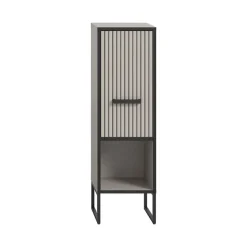 Hioshop Bagno badkamerkast 1 deur 1 vak lichtgrijs- crèmekleurig