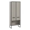 Hioshop Bagno kolomkast 2 deuren lichtgrijs- crèmekleurig