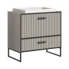 Hioshop Bagno wastafel incl wasbak 1 lade 1 klepdeur lichtgrijs- crèmekleurig