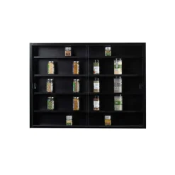 Hioshop Blacklava vitrinekast vitrinekast- 2 schuifdeuren zwart