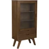 Hioshop Bristol vitrinekast 1 deur 2 lades 2 planken grijs
