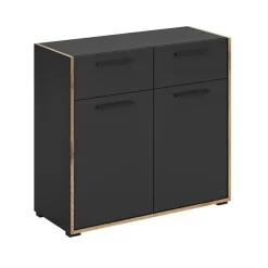 Hioshop Bueno kommode 2 deuren- 2 lades donkergrijs