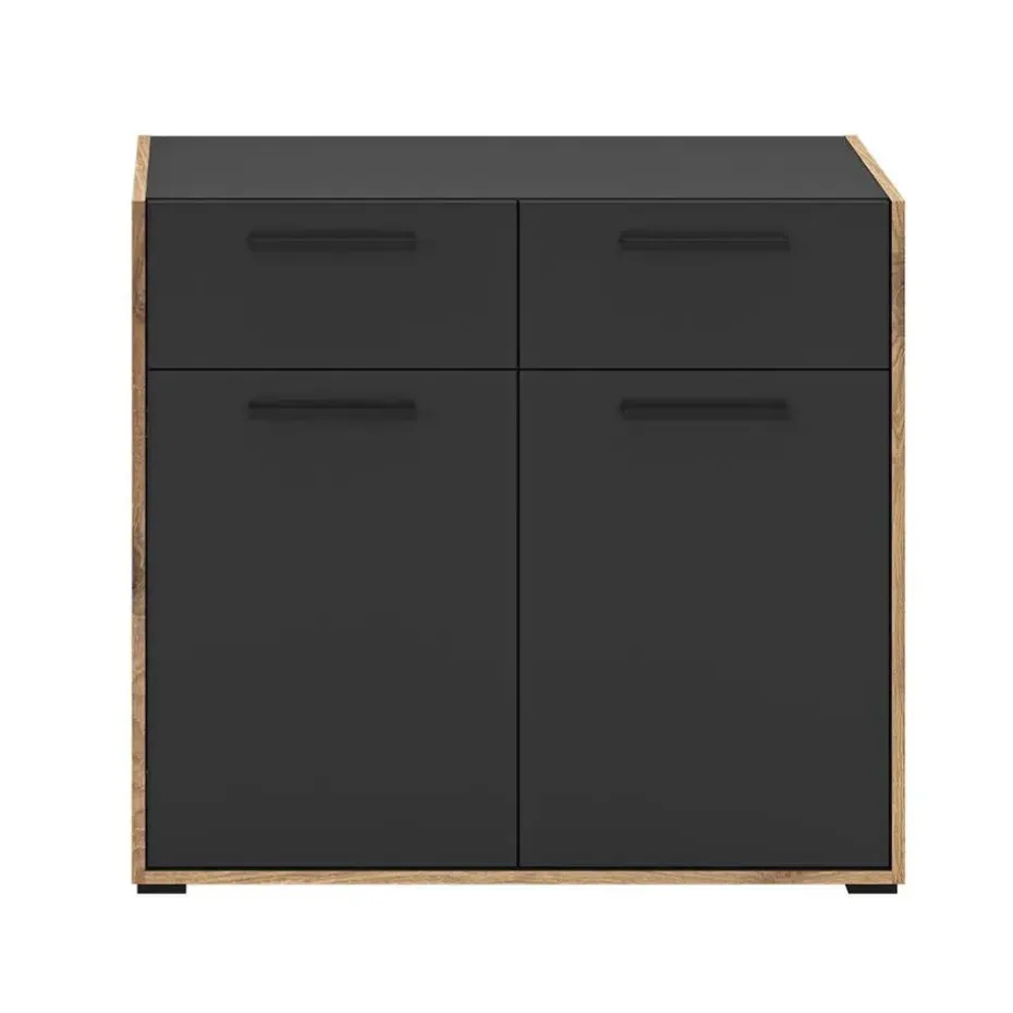 Hioshop Bueno kommode 2 deuren- 2 lades donkergrijs