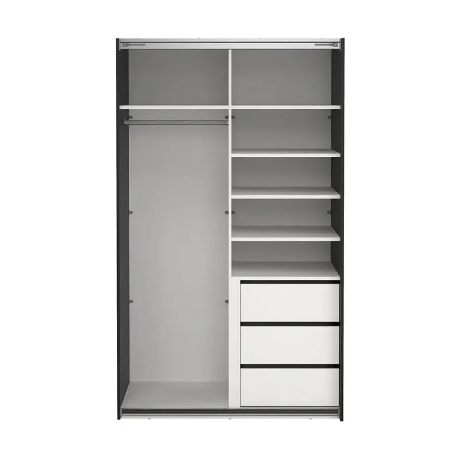 Hioshop Catania schuifdeurkast 2 deuren 120x200cm mat zwart