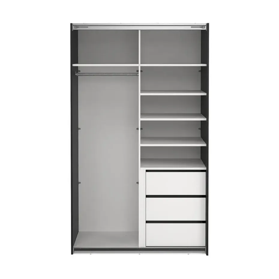 Hioshop Catania schuifdeurkast 2 deuren 120x200cm mat zwart