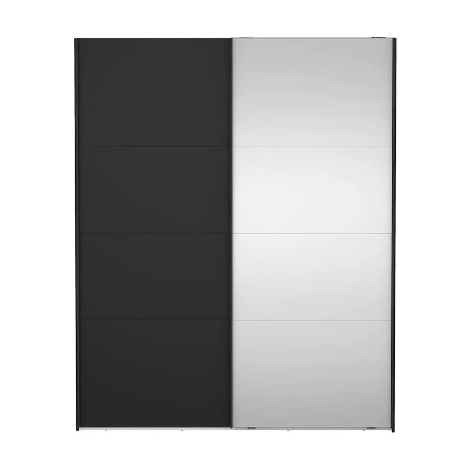 Hioshop Catania schuifdeurkast 2 deuren 180x220cm mat zwart