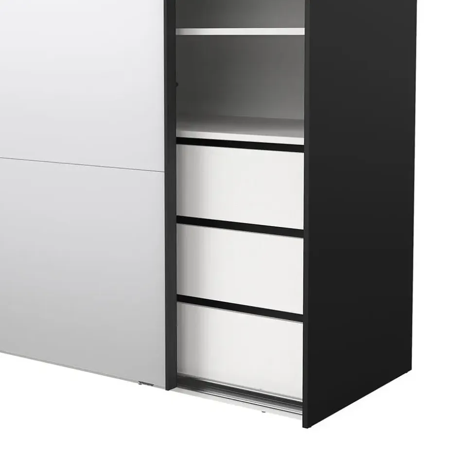 Hioshop Catania schuifdeurkast 2 deuren 180x220cm mat zwart