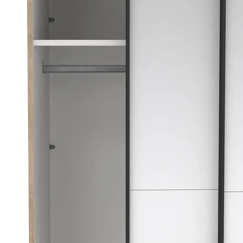 Hioshop Como schuifdeurkast 2 deuren met spiegel 120x220cm eikdecor