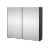 Hioshop Como schuifdeurkast 2 deuren met spiegel 245x220cm mat grijs