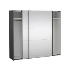 Hioshop Como schuifdeurkast 2 deuren met spiegel 245x220cm mat grijs