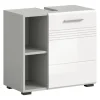 Hioshop Copa wastafel 1 deur- 2 planken wit hoogglans- lichtgrijs