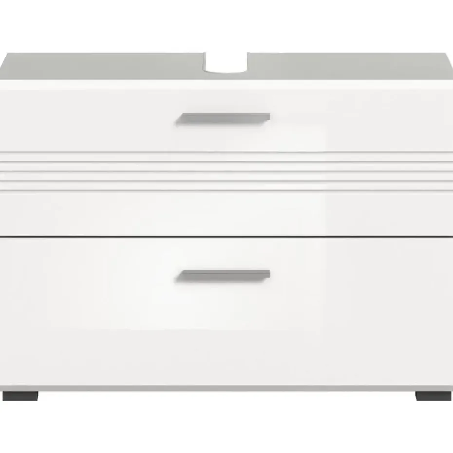 Hioshop Copa wastafel 2 lades wit hoogglans- lichtgrijs