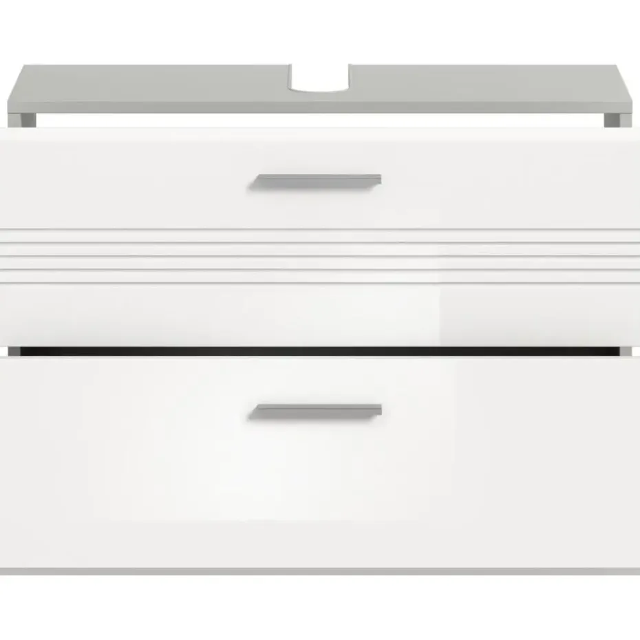 Hioshop Copa wastafel 2 lades wit hoogglans- lichtgrijs