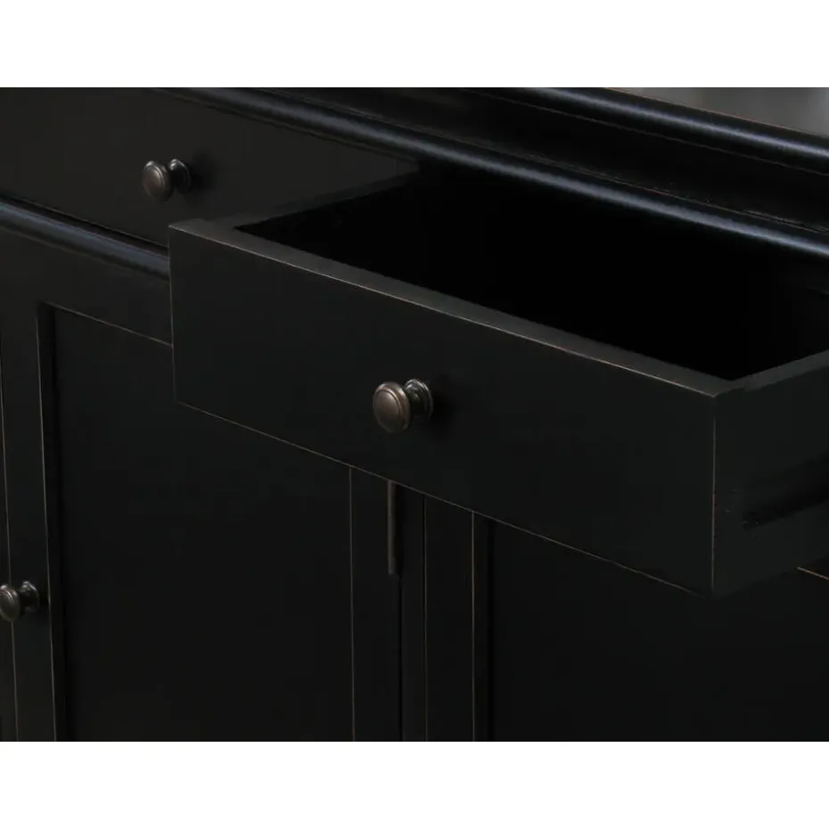 Hioshop Dressoir Mozart zwart antiek sideboard