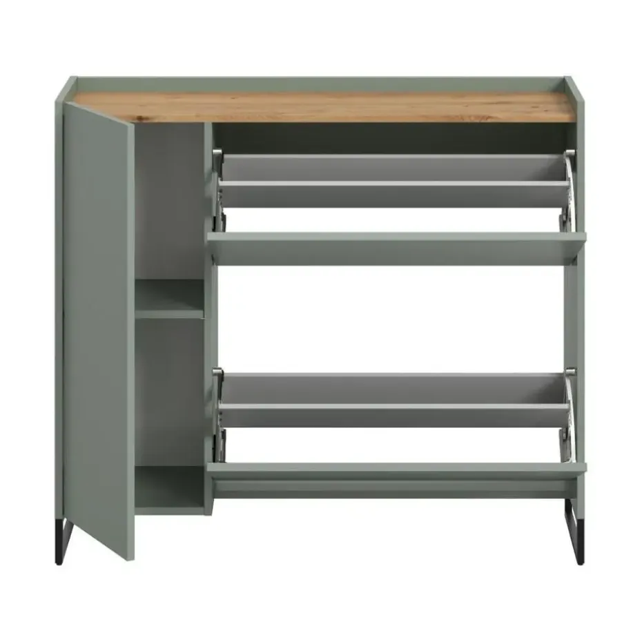 Hioshop Drive schoenenkast 1 deur- 2 vouwdeuren salvie decor