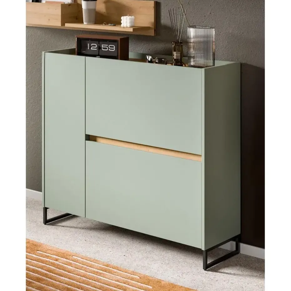 Hioshop Drive schoenenkast 1 deur- 2 vouwdeuren salvie decor