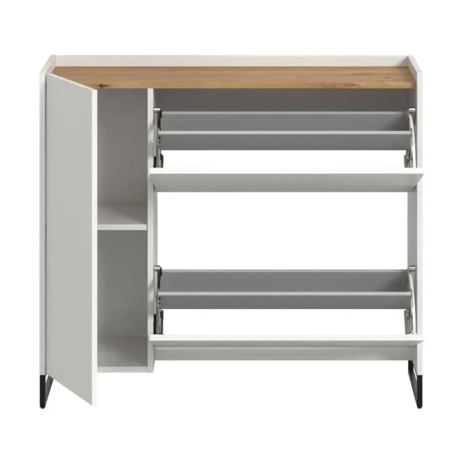 Hioshop Drive schoenenkast 1 deur- 2 vouwdeuren wit