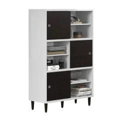 Hioshop Evolution wandkast 3 deuren- 6 planken wit- zwart