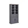 Hioshop Forenzo vitrinekast 4 deuren- 2 lades grijs- natuur