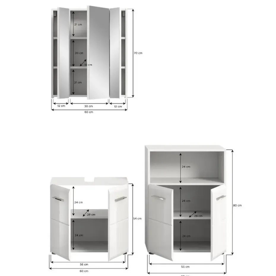 Hioshop Ice badkamer I66 wit hoogglans- wit