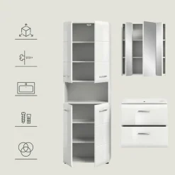 Hioshop Ice badkamer I55 wit hoogglans- wit