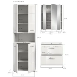 Hioshop Ice badkamer I55 wit hoogglans- wit