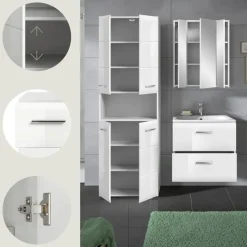 Hioshop Ice badkamer I55 wit hoogglans- wit