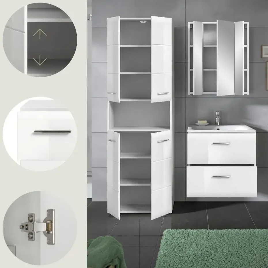 Hioshop Ice badkamer I55 wit hoogglans- wit